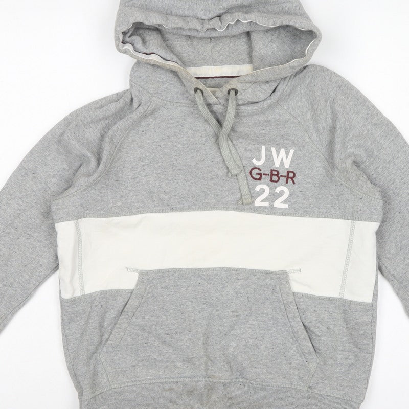 Jack Wills Women Grey White UK 10 Pullover Hoodie Logo Colourblock