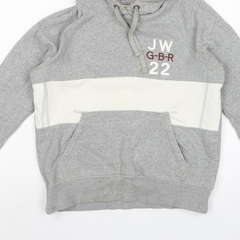 Jack Wills Women Grey White UK 10 Pullover Hoodie Logo Colourblock