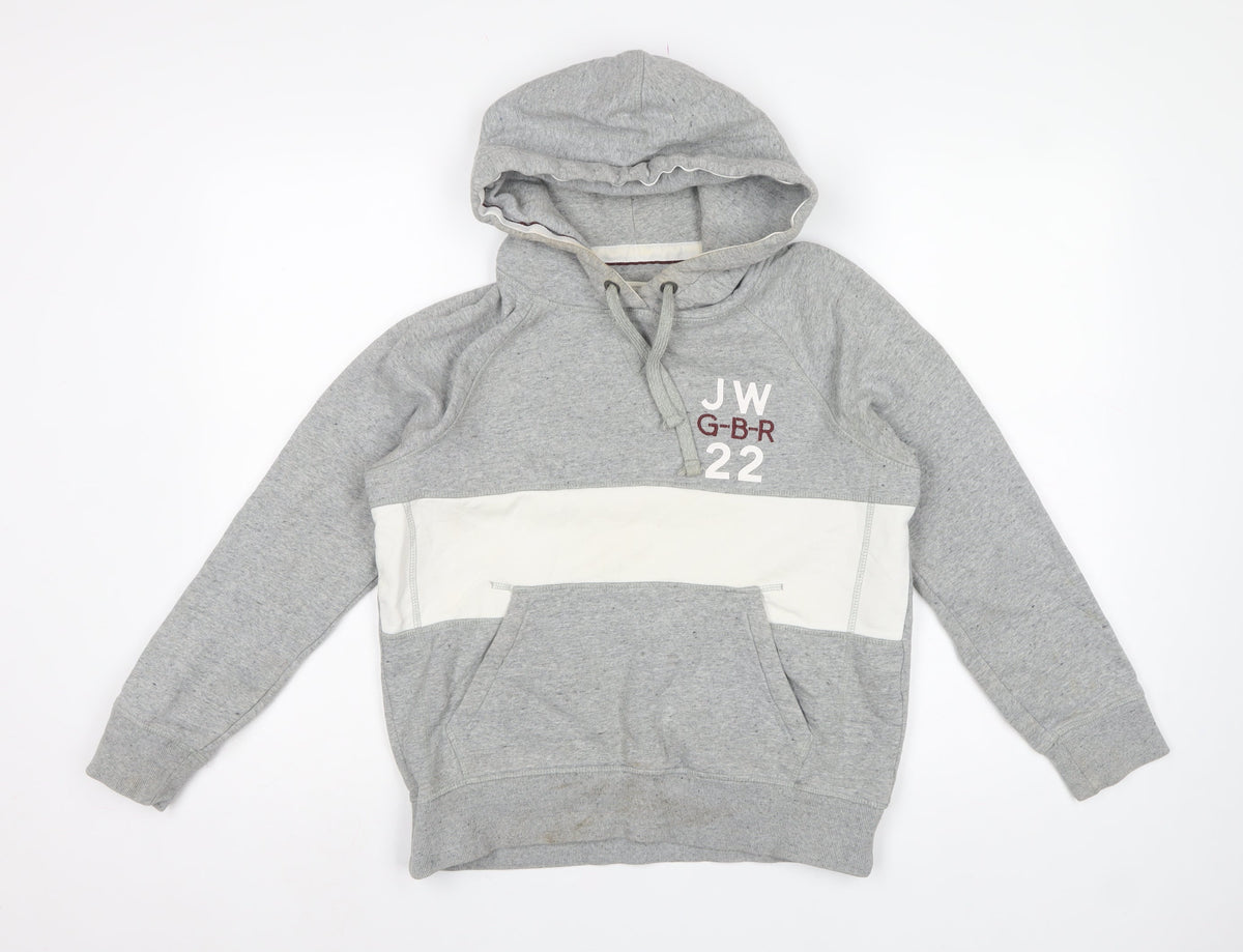 Jack Wills Women Grey White UK 10 Pullover Hoodie Logo Colourblock