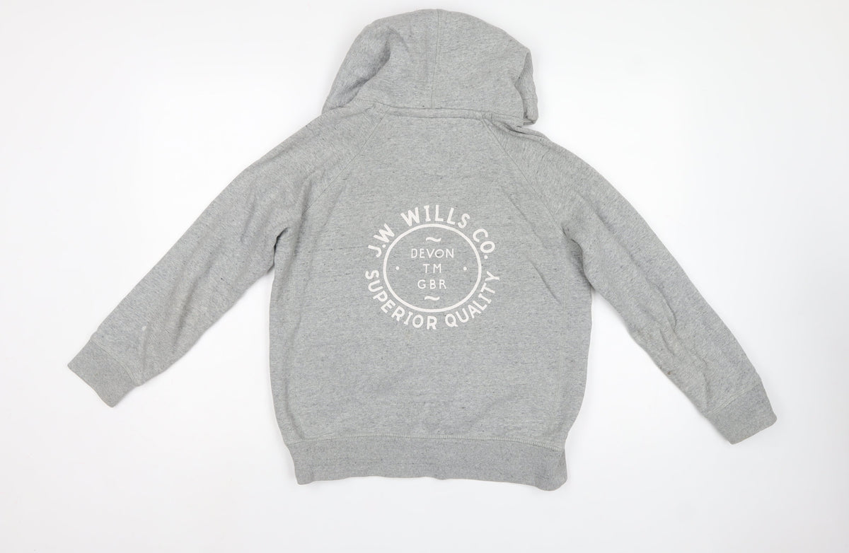 Jack Wills Women Grey White UK 10 Pullover Hoodie Logo Colourblock