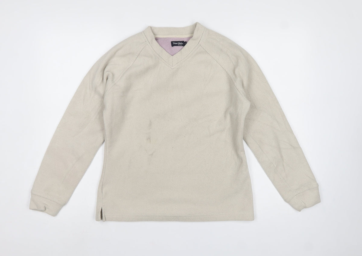 Peter Storm Women’s Ivory Size 12 Fleece V-Neck Pullover Sweatshirt