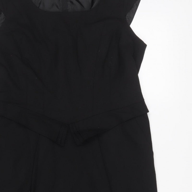 Next Women’s Black UK 14 Pencil Dress Square Neck Cap Sleeve Lined