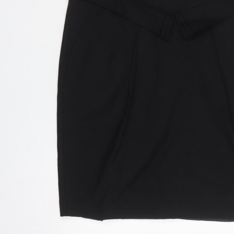 Next Women’s Black UK 14 Pencil Dress Square Neck Cap Sleeve Lined
