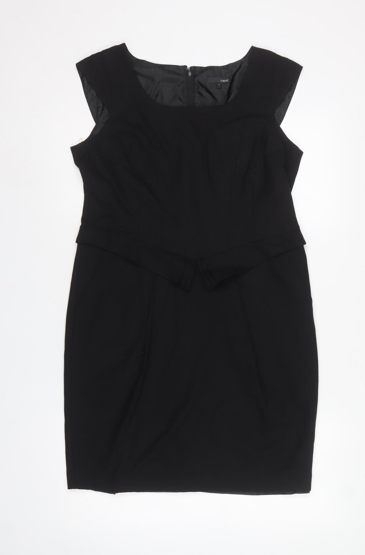 Next Women’s Black UK 14 Pencil Dress Square Neck Cap Sleeve Lined