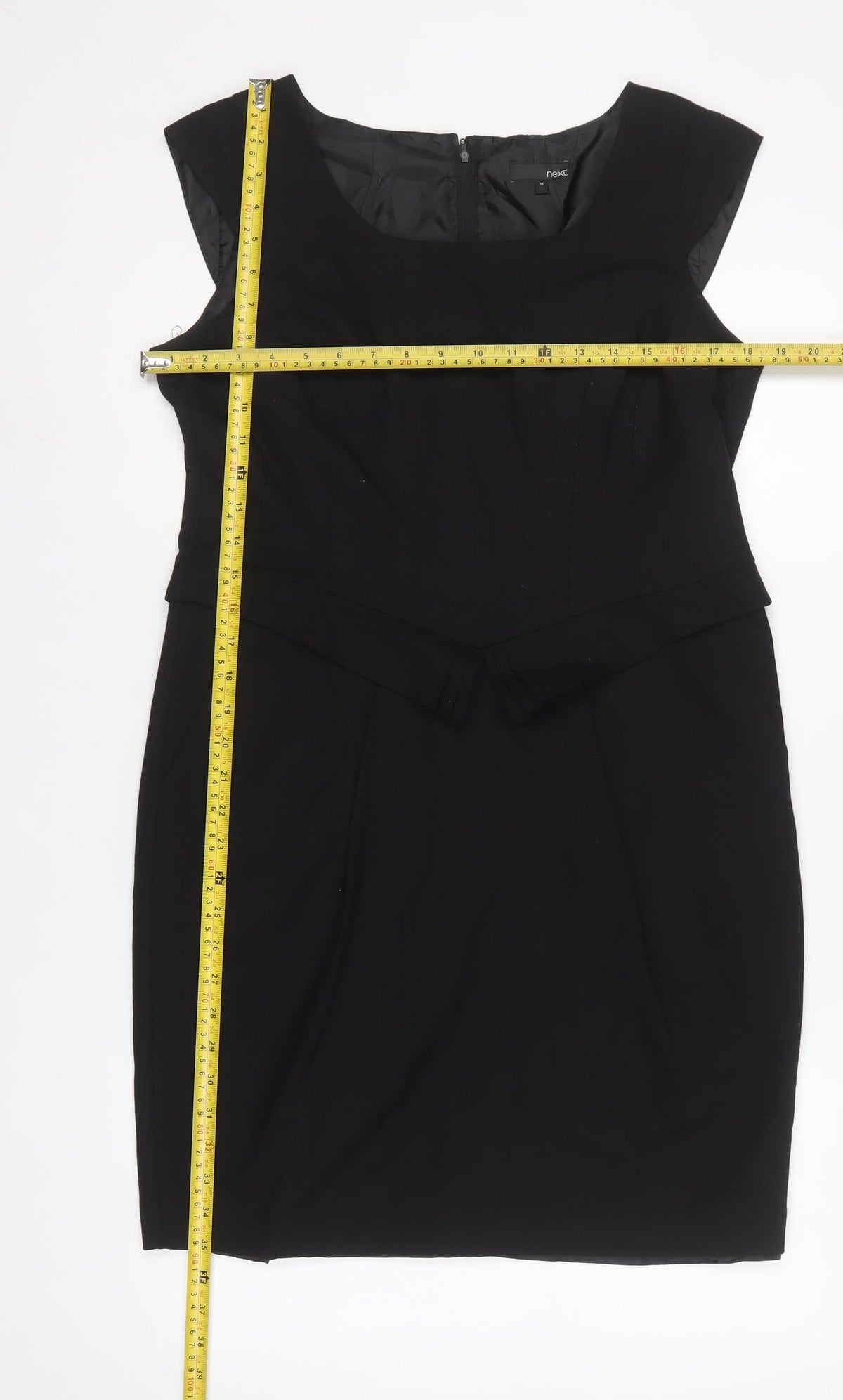 Next Women’s Black UK 14 Pencil Dress Square Neck Cap Sleeve Lined