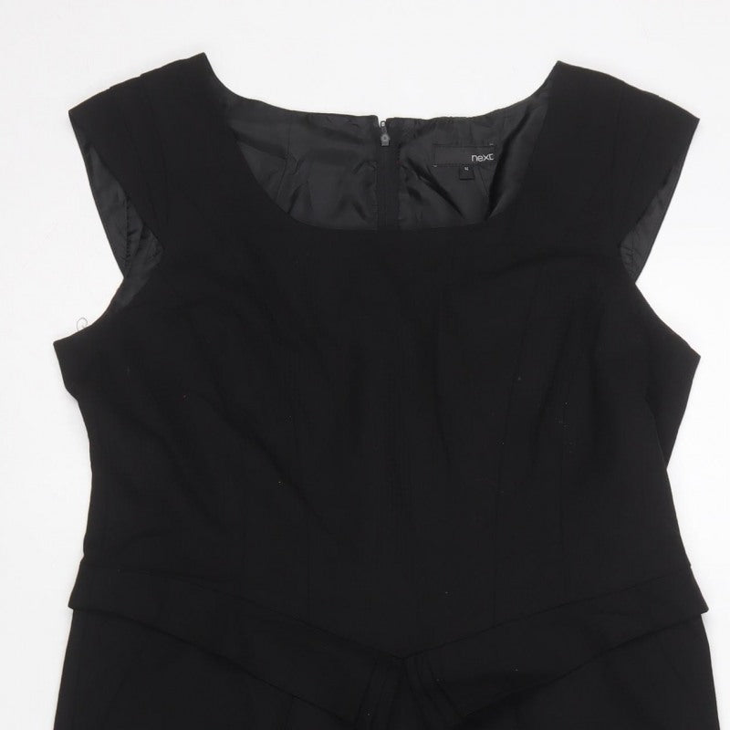 Next Women’s Black UK 14 Pencil Dress Square Neck Cap Sleeve Lined