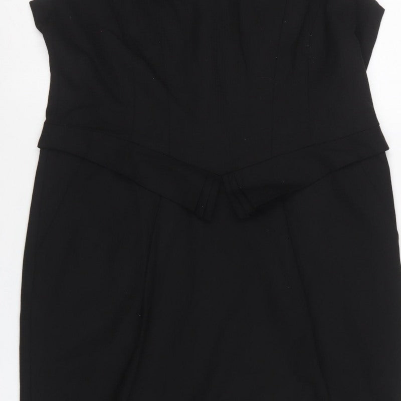 Next Women’s Black UK 14 Pencil Dress Square Neck Cap Sleeve Lined