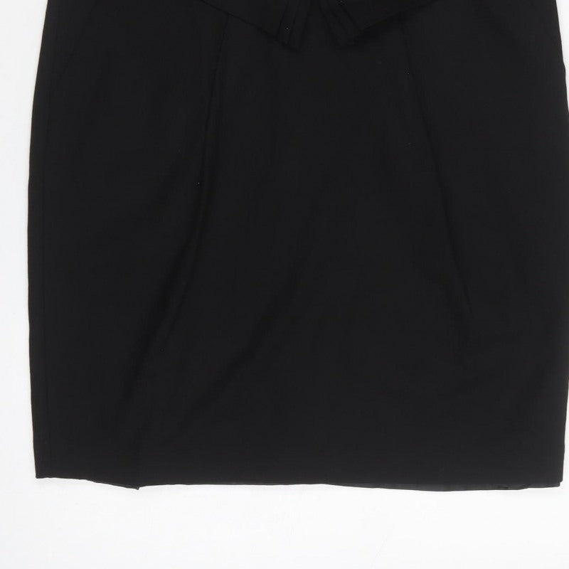 Next Women’s Black UK 14 Pencil Dress Square Neck Cap Sleeve Lined