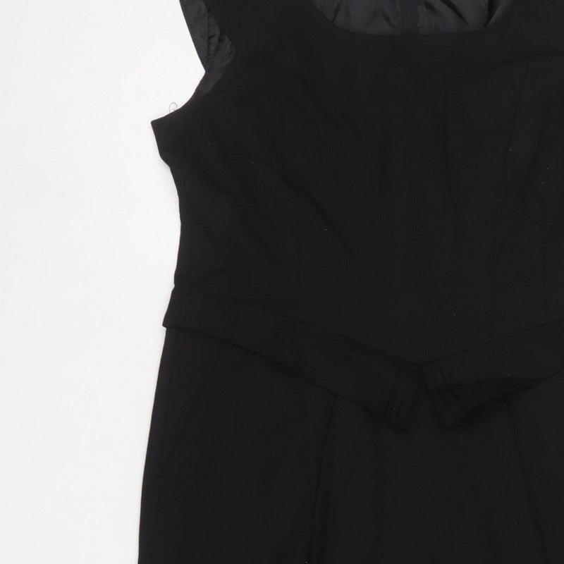 Next Women’s Black UK 14 Pencil Dress Square Neck Cap Sleeve Lined