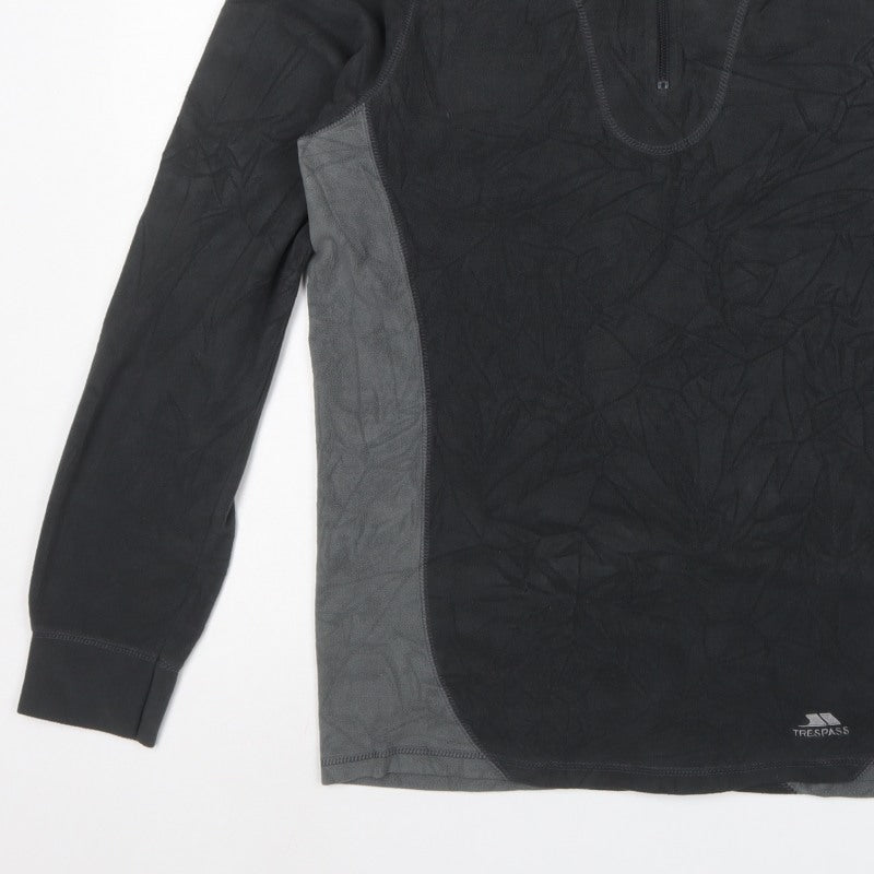 Trespass Men’s Black Grey XL 1/4 Zip Fleece Sweatshirt
