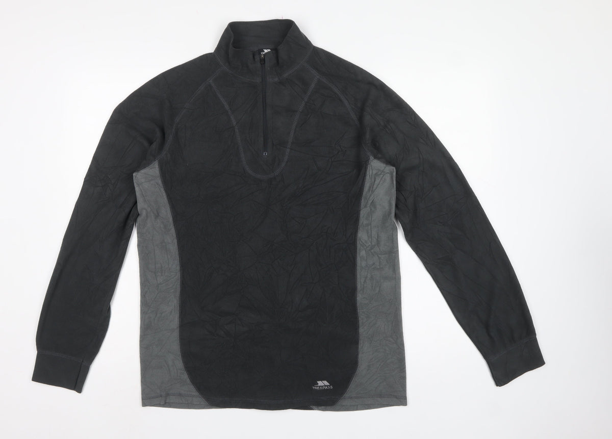 Trespass Men’s Black Grey XL 1/4 Zip Fleece Sweatshirt