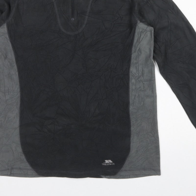 Trespass Men’s Black Grey XL 1/4 Zip Fleece Sweatshirt
