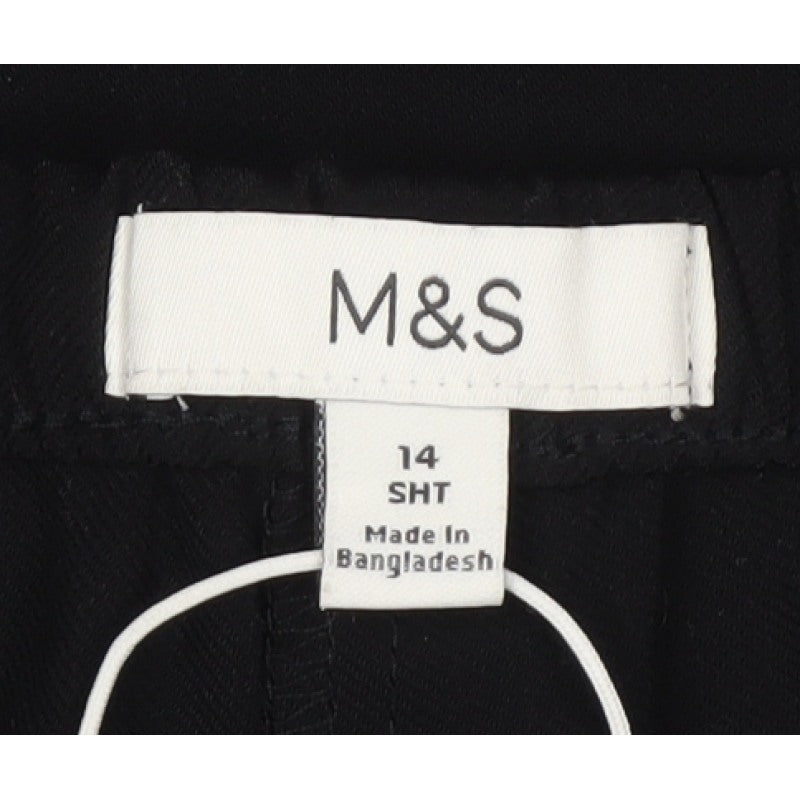 Marks and Spencer Women Black UK 14 Short Wide-Leg Trousers