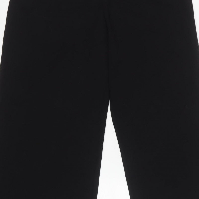 Marks and Spencer Women Black UK 14 Short Wide-Leg Trousers