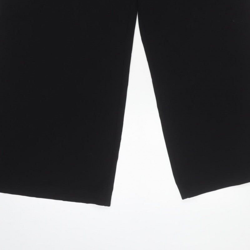 Marks and Spencer Women Black UK 14 Short Wide-Leg Trousers