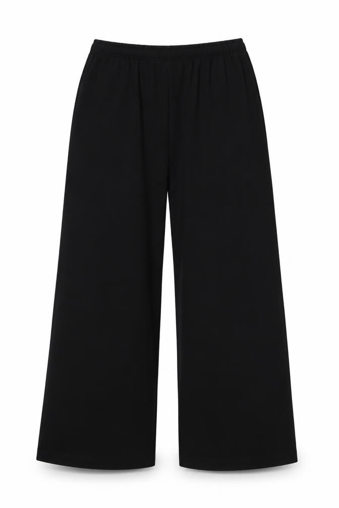 Marks and Spencer Women Black UK 14 Short Wide-Leg Trousers
