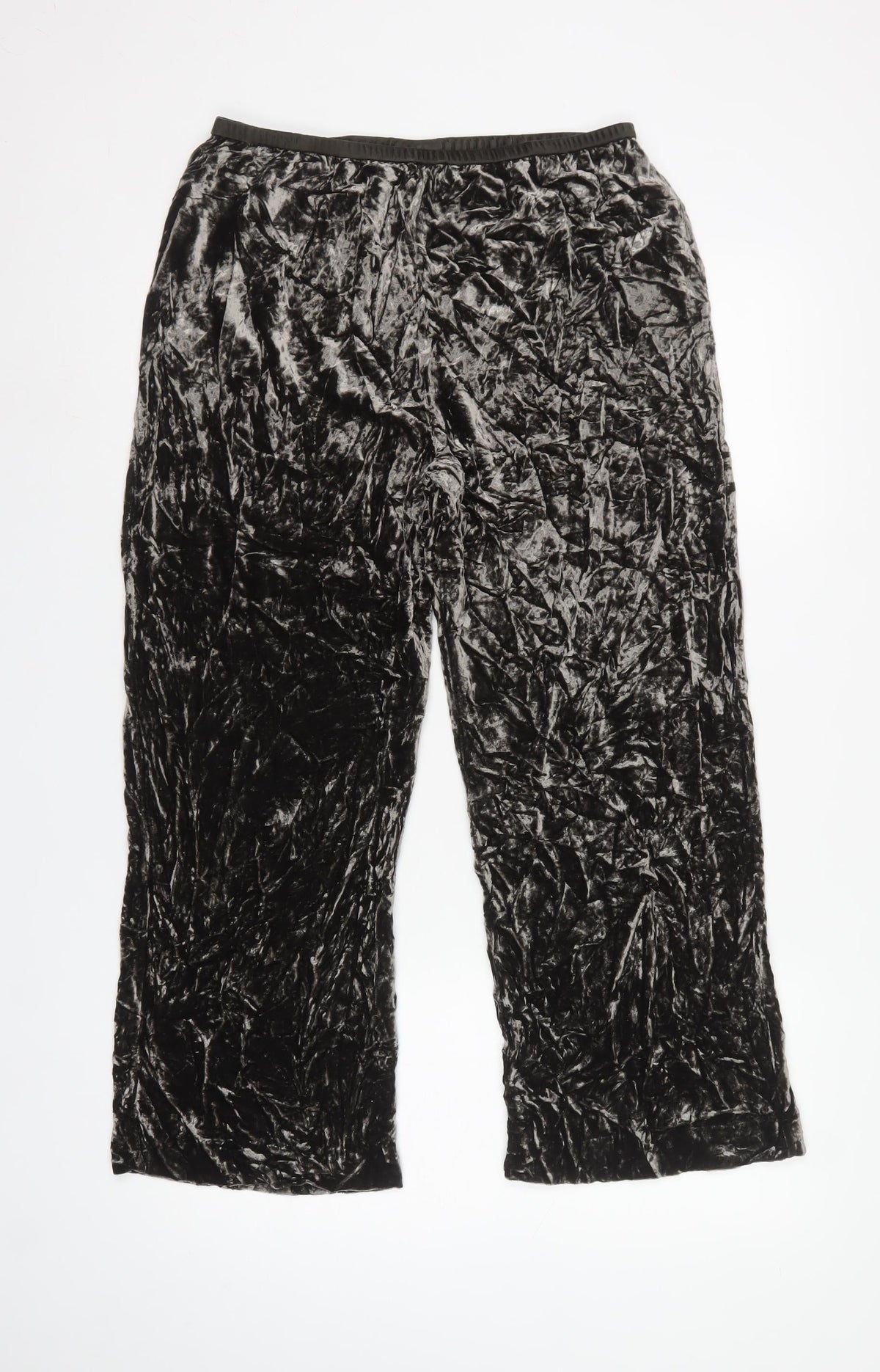 East Women Black Size 12 Crushed Velvet Wide-Leg Pull-On Trousers