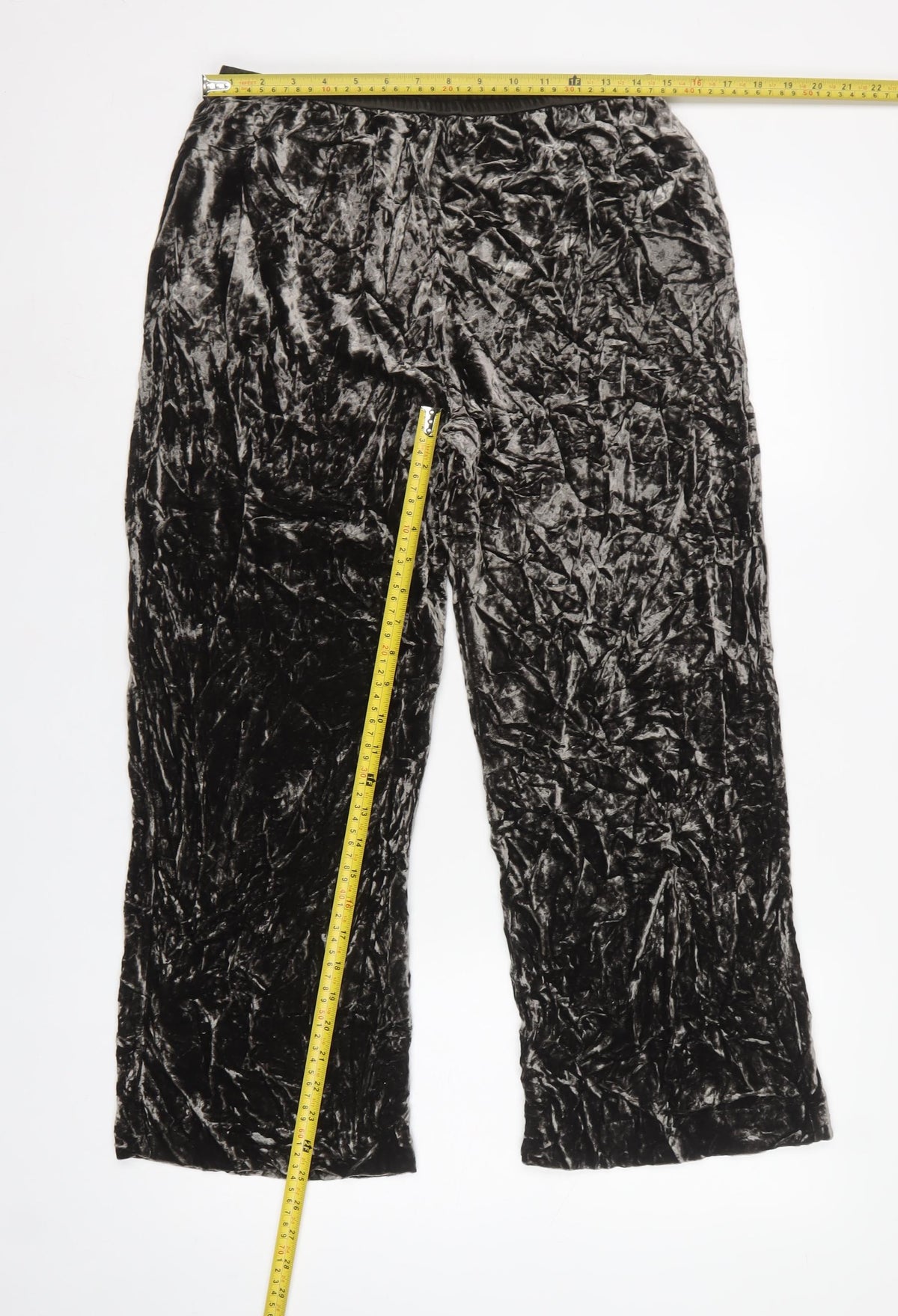 East Women Black Size 12 Crushed Velvet Wide-Leg Pull-On Trousers
