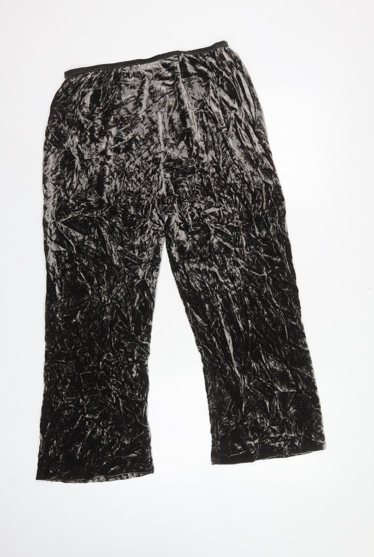 East Women Black Size 12 Crushed Velvet Wide-Leg Pull-On Trousers