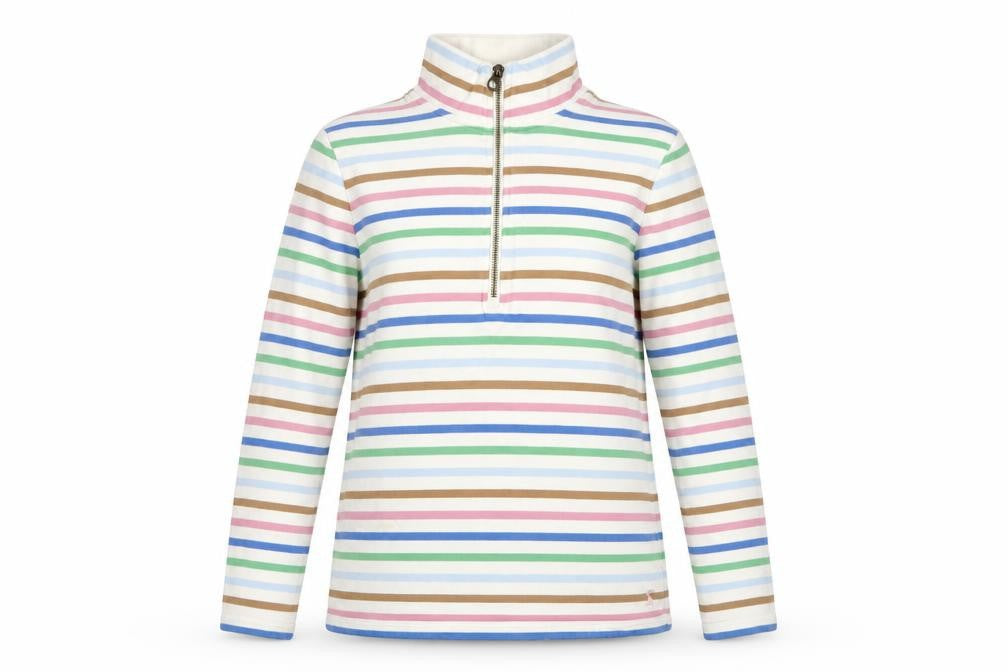 Joules Women’s Multicoloured UK 6 Striped 1/2 Zip Pullover Sweatshirt