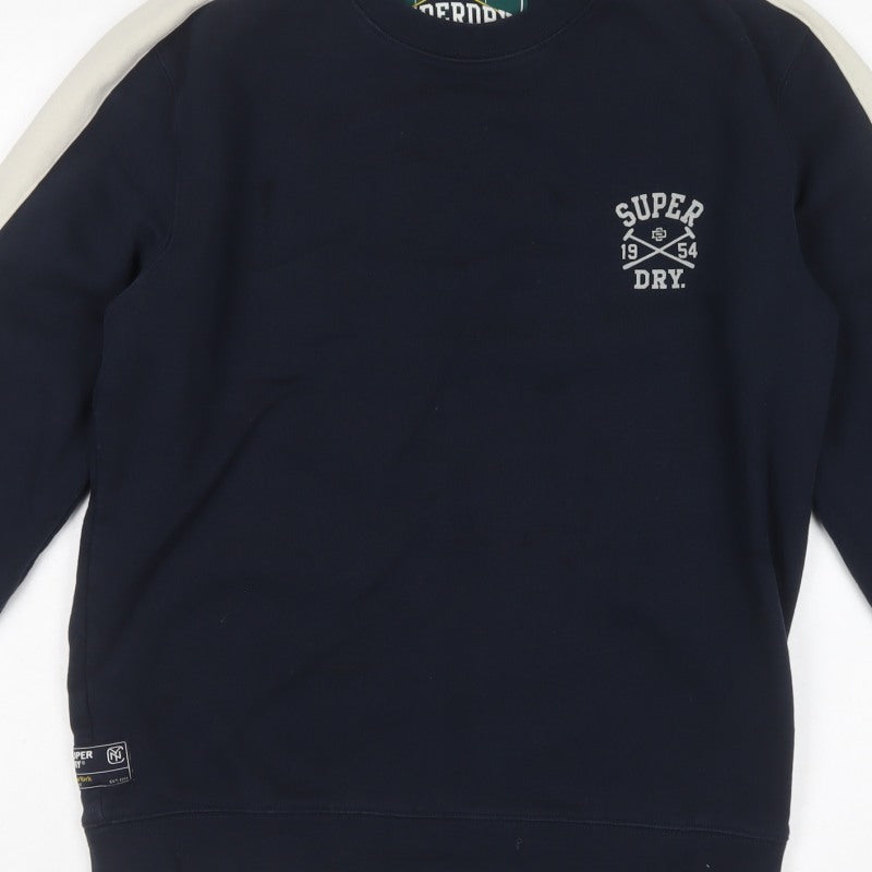 Superdry Men’s Blue S Pullover Crew Neck Logo Sweatshirt