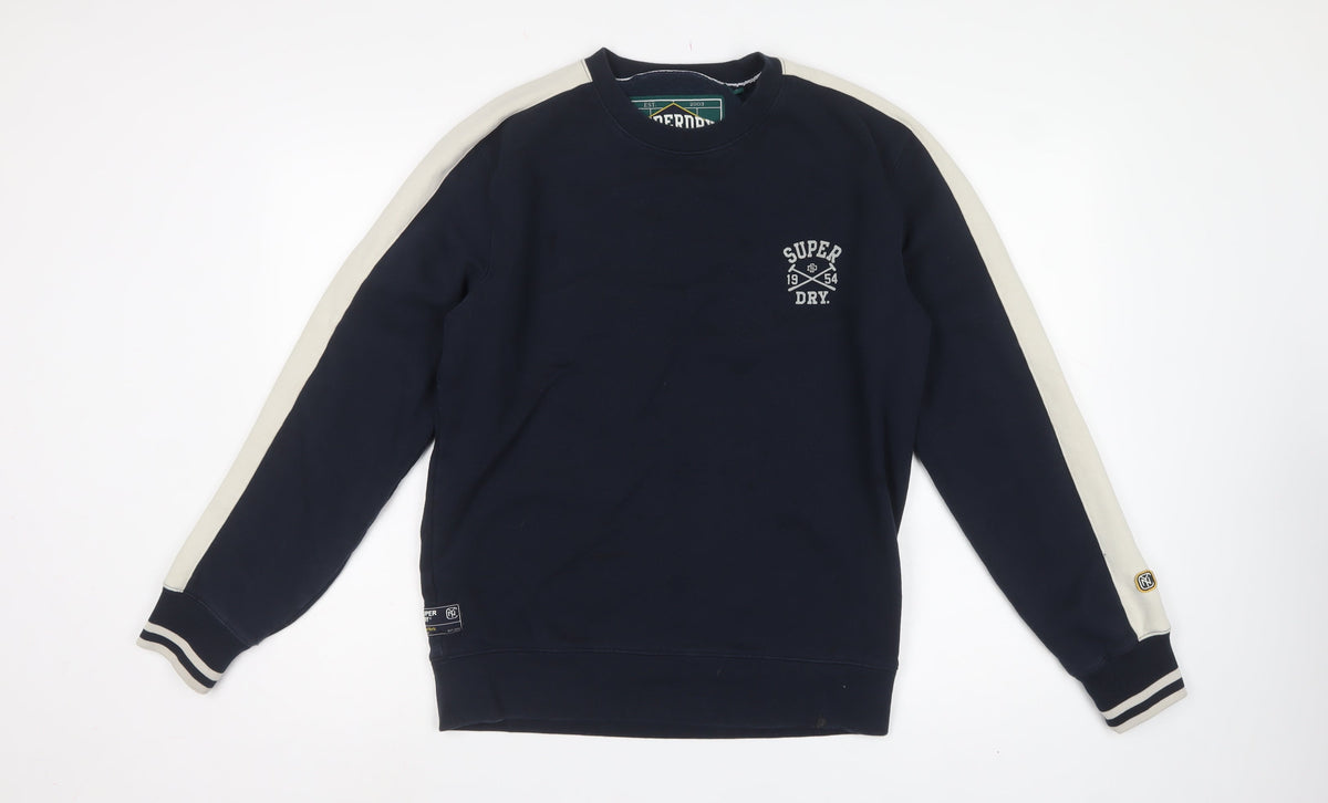 Superdry Men’s Blue S Pullover Crew Neck Logo Sweatshirt