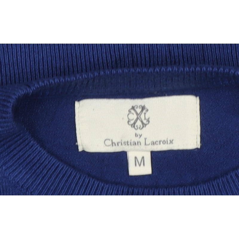 Christian Lacroix Men’s Blue M Crew Neck Logo Knit Pullover Jumper