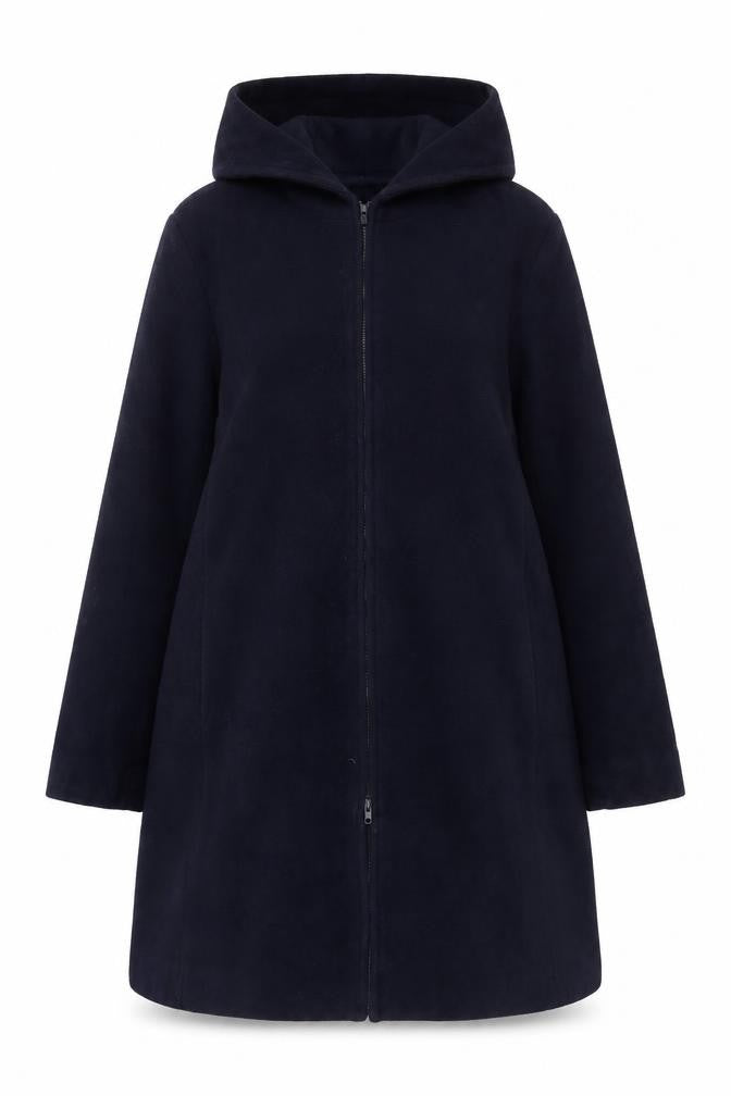 Jantique Women’s Blue XL Long Hooded Zip Overcoat