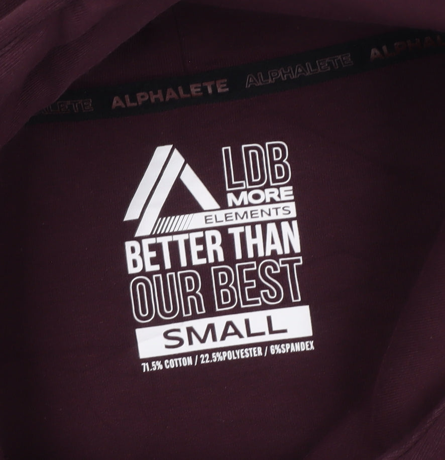Alphalete Men’s Burgundy Small Pullover Hoodie Gym Logo Pockets