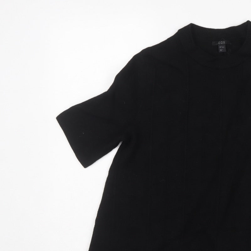 COS Women's Black M Wool Short Sleeve Tunic Pullover Jumper