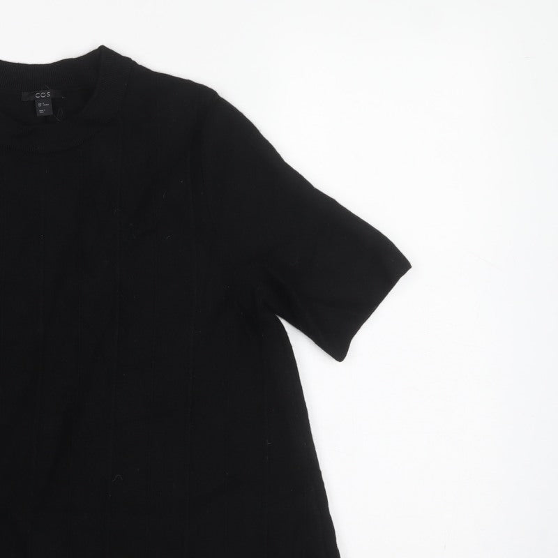 COS Women's Black M Wool Short Sleeve Tunic Pullover Jumper