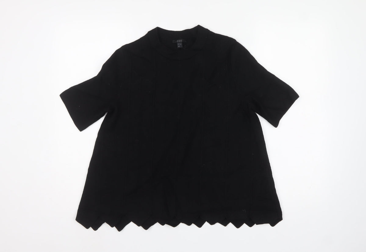 COS Women's Black M Wool Short Sleeve Tunic Pullover Jumper