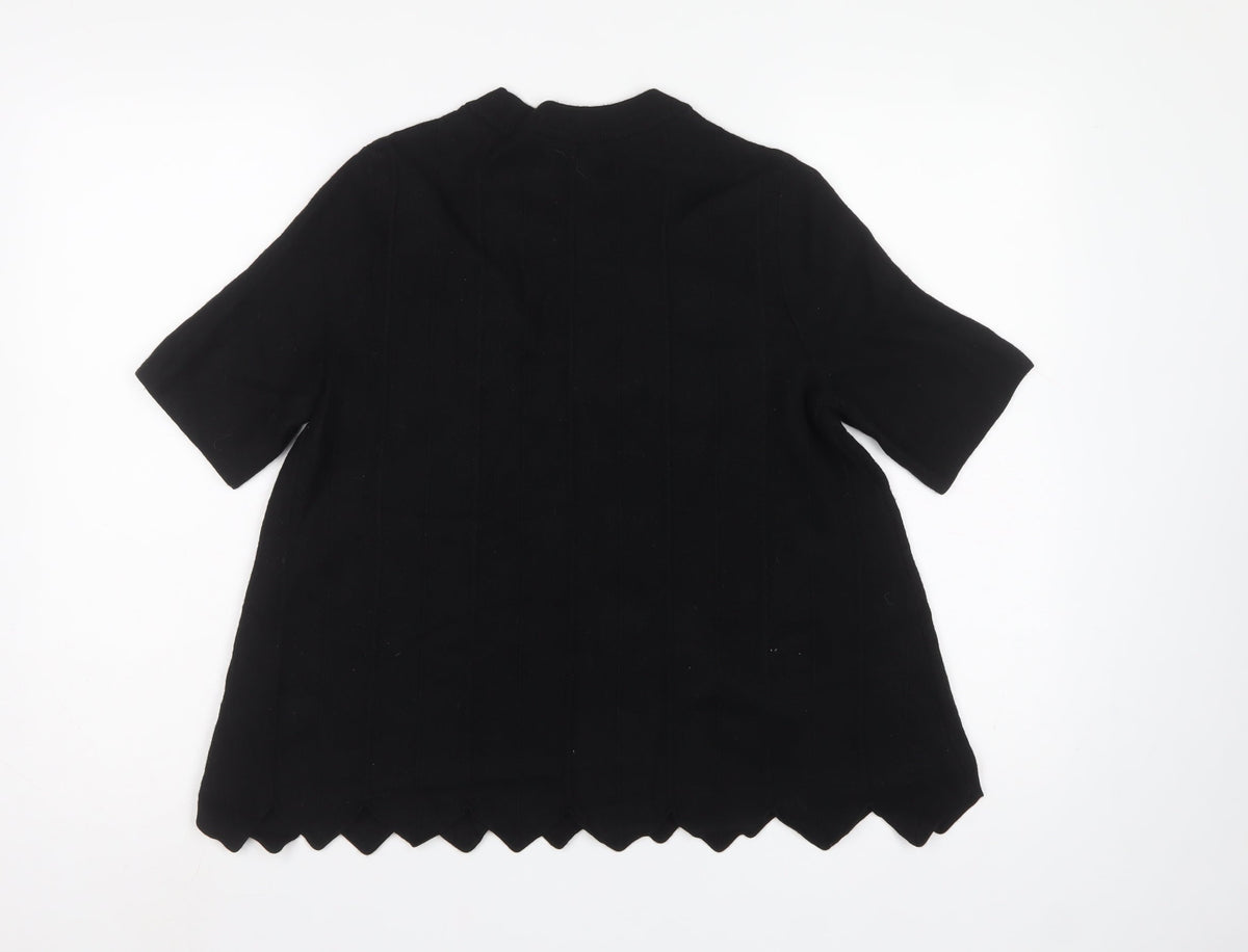COS Women's Black M Wool Short Sleeve Tunic Pullover Jumper