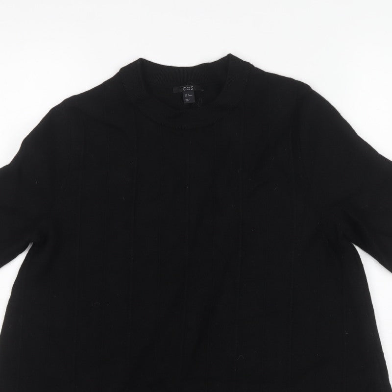 COS Women's Black M Wool Short Sleeve Tunic Pullover Jumper