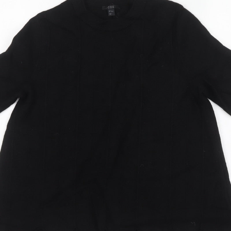 COS Women's Black M Wool Short Sleeve Tunic Pullover Jumper