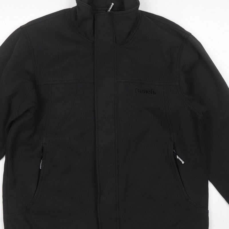 Bench Men's Black L Softshell Jacket Full Zip Stand Collar