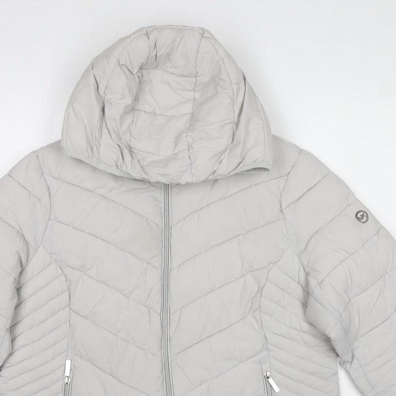 Michael Michael Kors Women Grey XL Hooded Packable Puffer Jacket