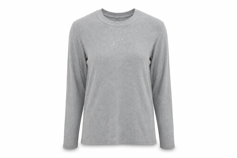 New Look Women Grey UK 14 Rib Knit Crew Neck Slim Pullover Jumper