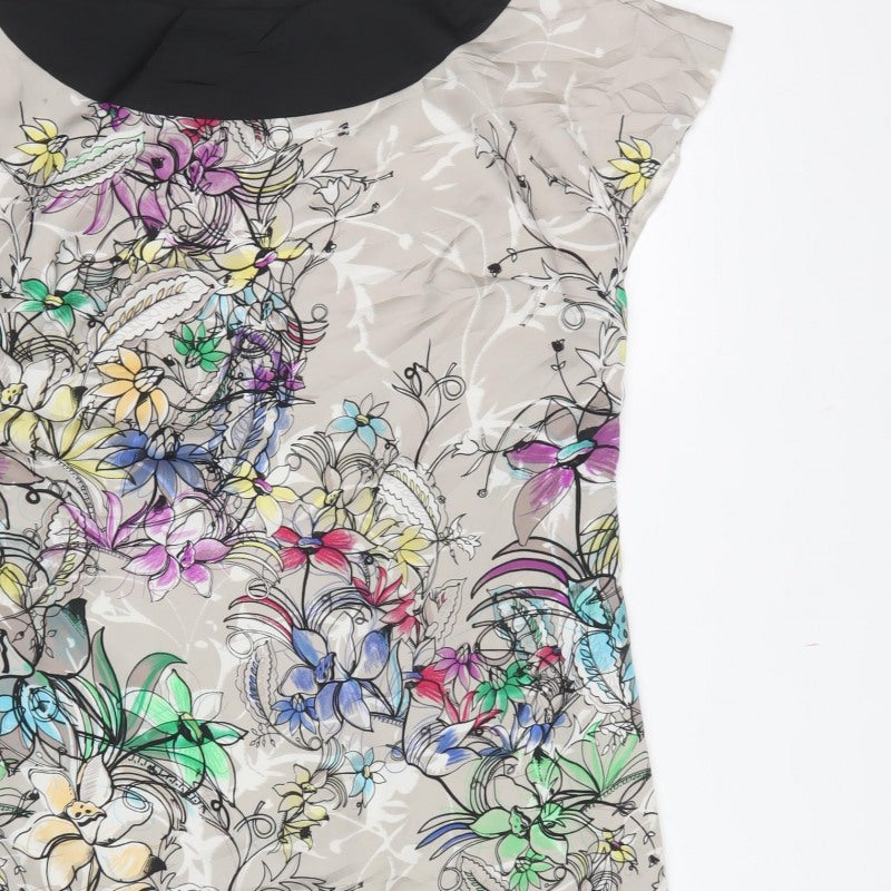 South Women Multicoloured Floral Shift Dress UK 16 Cap Sleeve