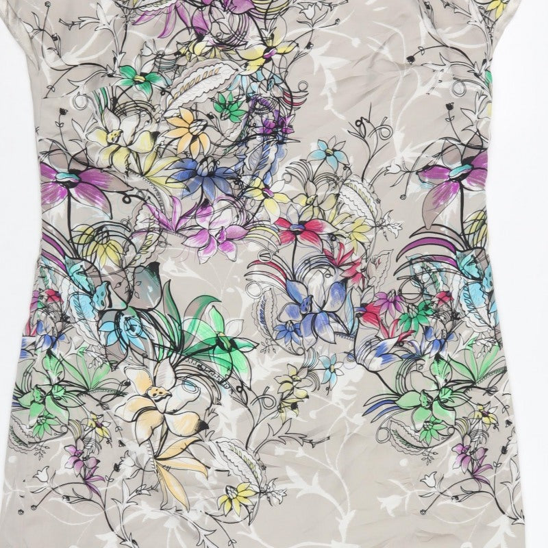 South Women Multicoloured Floral Shift Dress UK 16 Cap Sleeve