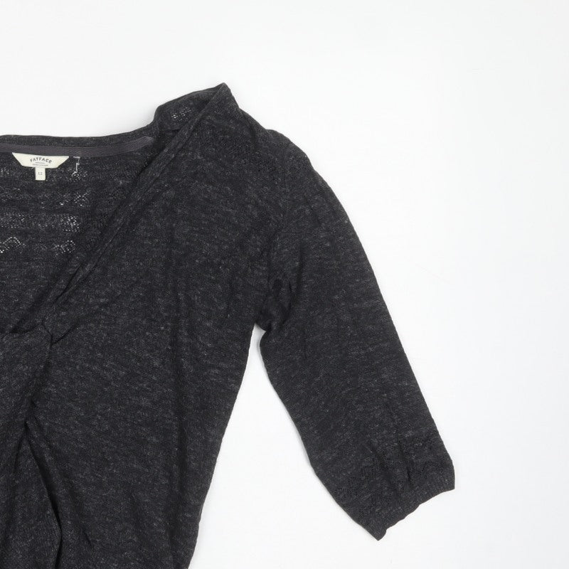 FatFace Women’s Black Size 12 V-Neck Twist Front Knit Jumper