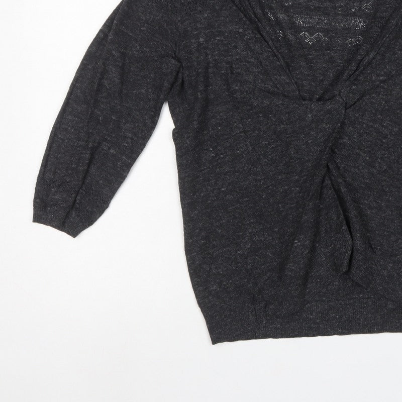 FatFace Women’s Black Size 12 V-Neck Twist Front Knit Jumper
