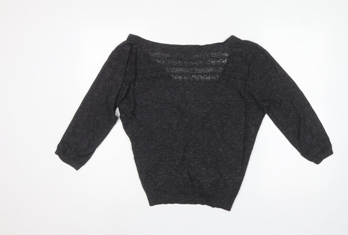 FatFace Women’s Black Size 12 V-Neck Twist Front Knit Jumper