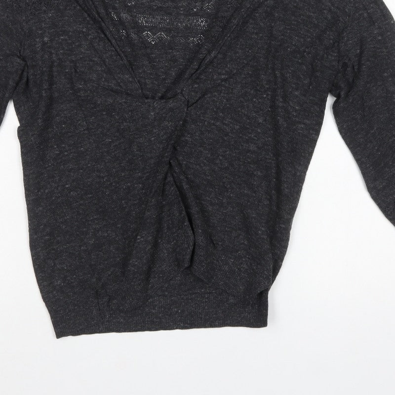 FatFace Women’s Black Size 12 V-Neck Twist Front Knit Jumper
