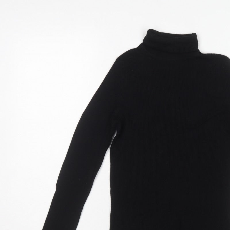 Uniqlo Women’s Black M 100% Wool Roll Neck Knit Jumper