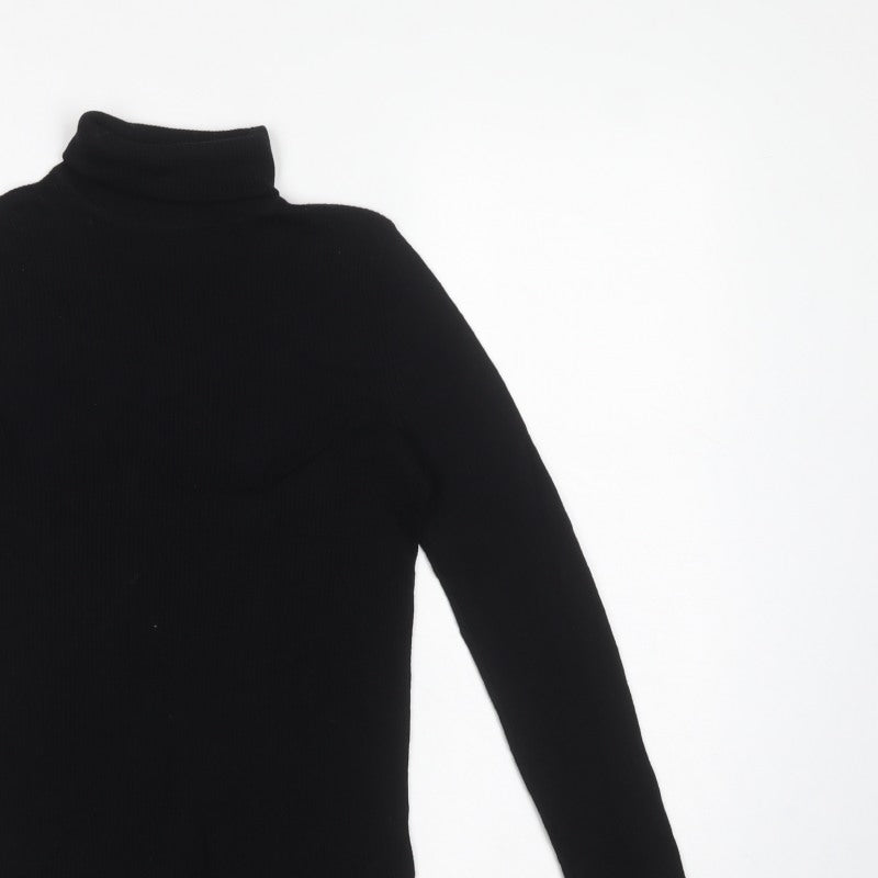Uniqlo Women’s Black M 100% Wool Roll Neck Knit Jumper