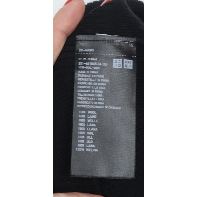 Uniqlo Women’s Black M 100% Wool Roll Neck Knit Jumper