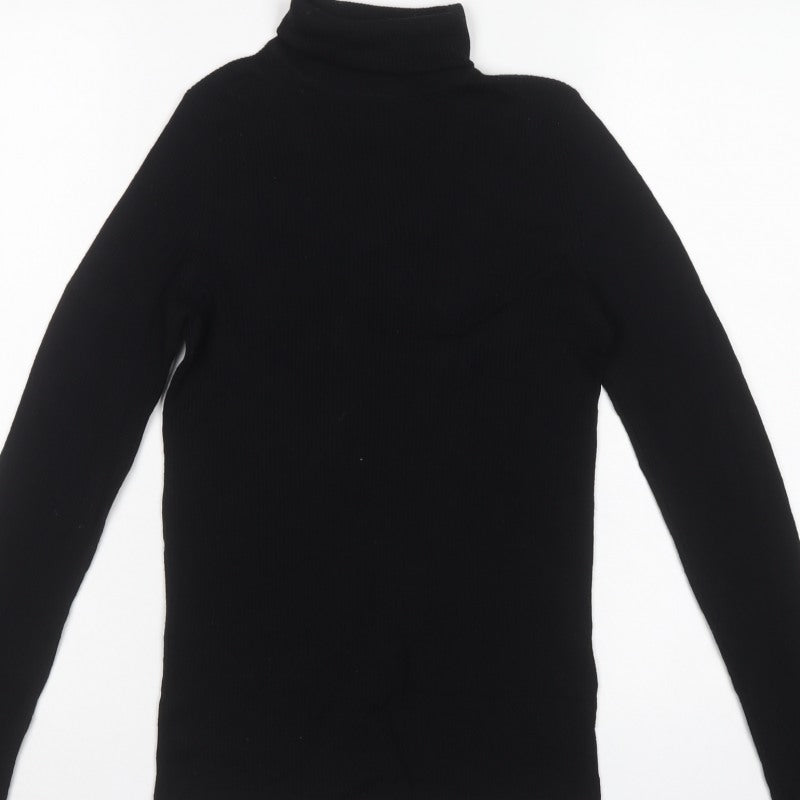 Uniqlo Women’s Black M 100% Wool Roll Neck Knit Jumper
