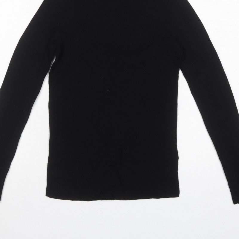 Uniqlo Women’s Black M 100% Wool Roll Neck Knit Jumper