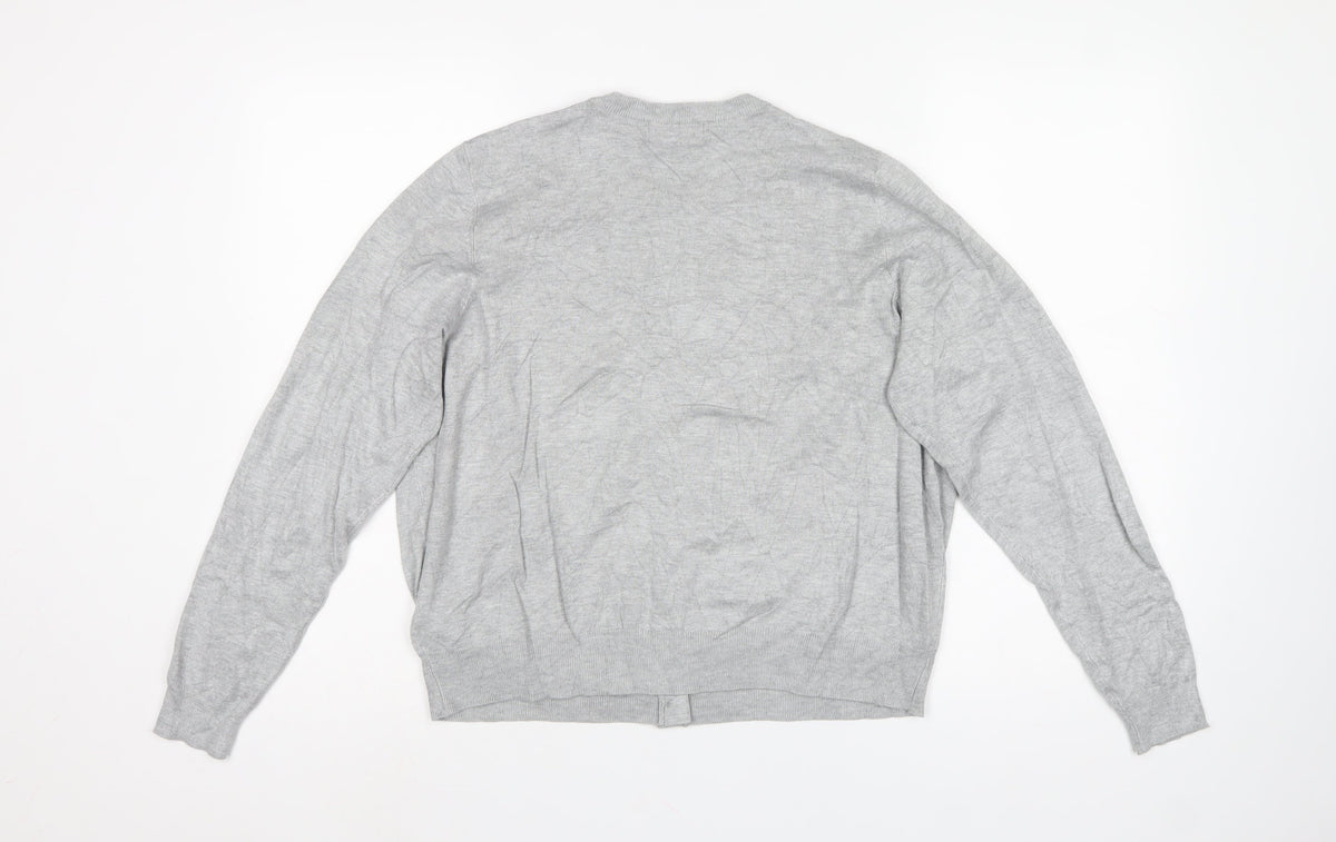 Marks & Spencer Women Grey Size 18 Fine Knit Button Cardigan